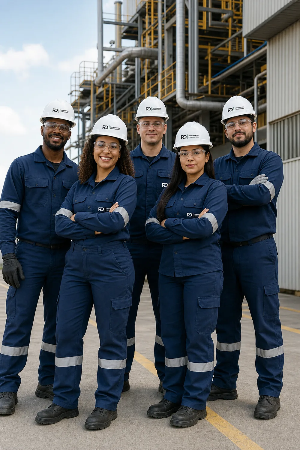 Equipe técnica multidisciplinar da RD em unidade industrial