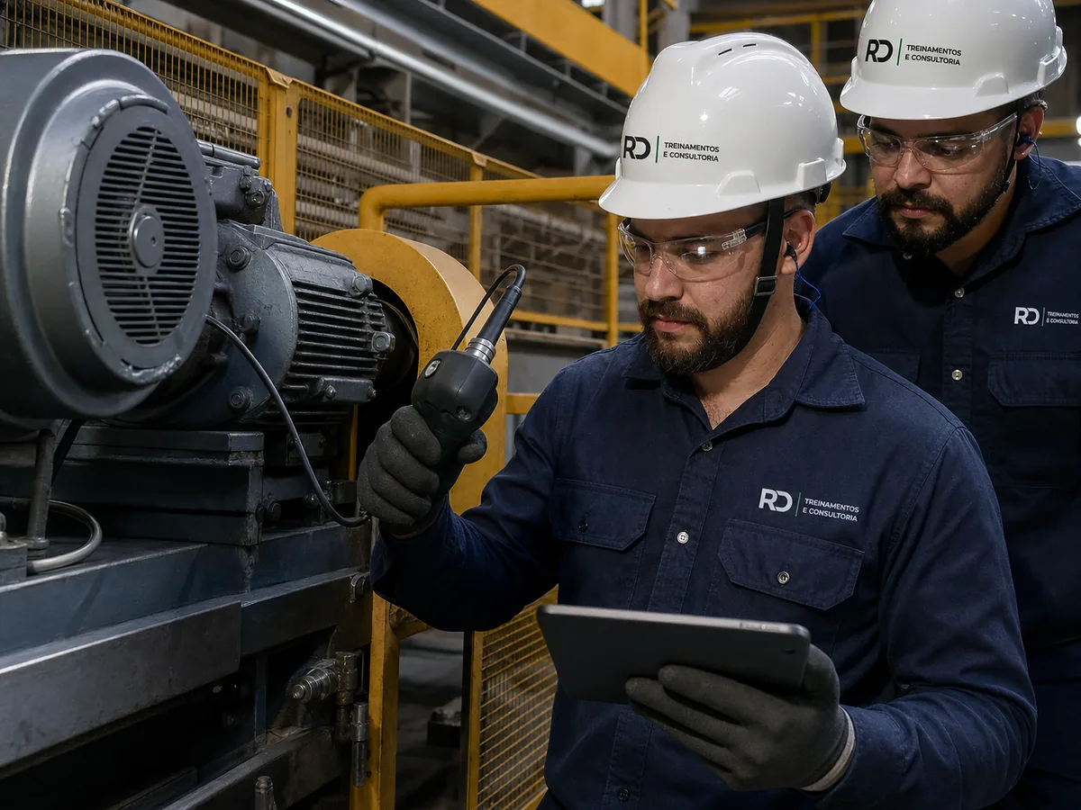 Equipe da RD diagnosticando motor e conjunto mecânico industrial